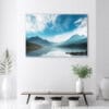 Mock up poster on table in room - 3D render, 3D illustration