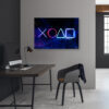 Mock up poster on table in room - 3D render, 3D illustration
