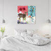 Mock up poster on table in room - 3D render, 3D illustration