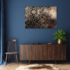 Mock up poster on table in room - 3D render, 3D illustration