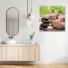 Mock up poster on table in room - 3D render, 3D illustration