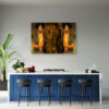 Mock up poster on table in room - 3D render, 3D illustration