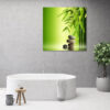 Mock up poster on table in room - 3D render, 3D illustration