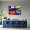 Mock up poster on table in room - 3D render, 3D illustration