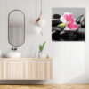 Mock up poster on table in room - 3D render, 3D illustration