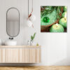 Mock up poster on table in room - 3D render, 3D illustration