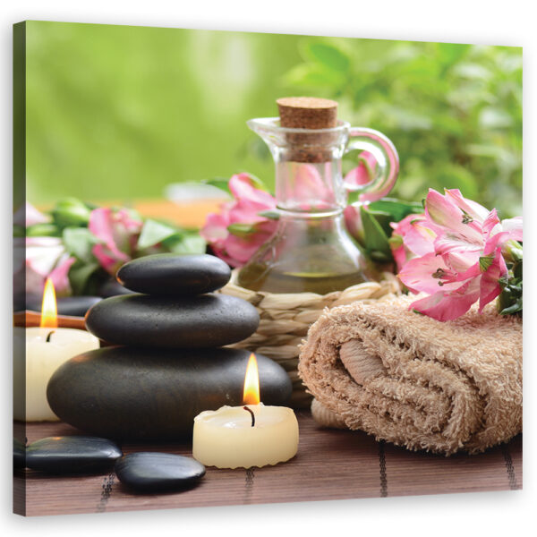 Obraz na plátne, Towel Candle Stone