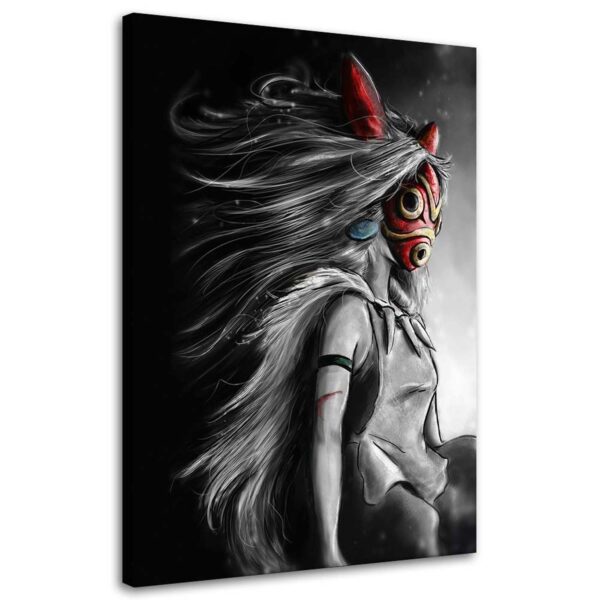 Umelecká tlač na plátne, princezná mononoke v červenej maske