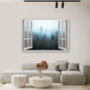 Mock up poster on table in room - 3D render, 3D illustration