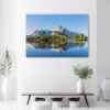Mock up poster on table in room - 3D render, 3D illustration