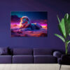 Mock up poster on table in room - 3D render, 3D illustration