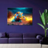 Mock up poster on table in room - 3D render, 3D illustration