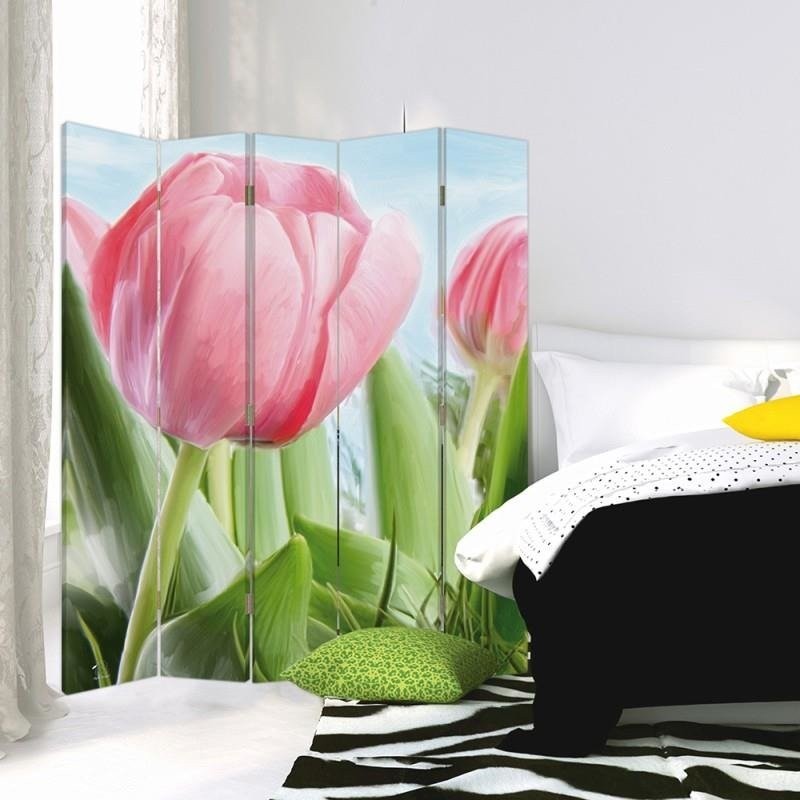 Oddeľovač izieb Obojstranný, Veľký ružový tulipán - 180x170 – Obrázok 2