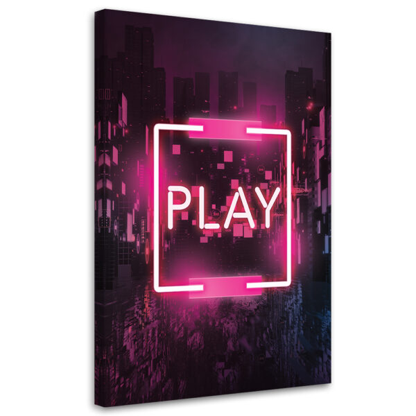 Obraz, ružový nápis PLAY pre hráčov