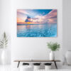 Mock up poster on table in room - 3D render, 3D illustration