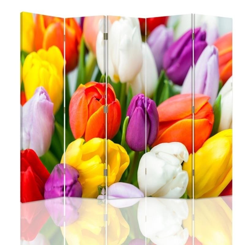 Oddeľovač izieb Obojstranný, Farebné tulipány - 180x170
