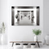 Mock up poster on table in room - 3D render, 3D illustration