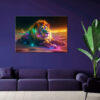 Mock up poster on table in room - 3D render, 3D illustration
