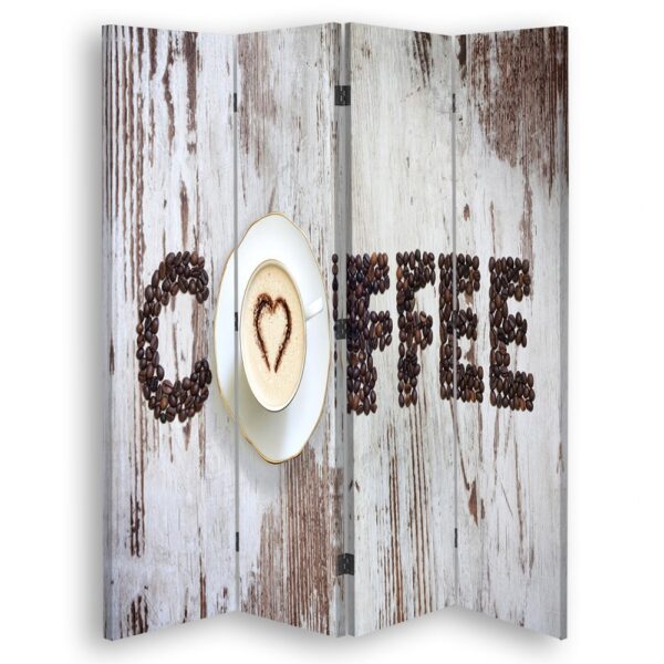 Oddeľovač izieb Obojstranný, nápis Coffee zo zrnkovej kávy - 145x170