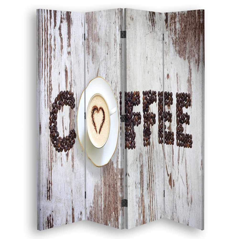 Oddeľovač izieb Obojstranný, nápis Coffee zo zrnkovej kávy - 145x170