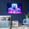 Mock up poster on table in room - 3D render, 3D illustration
