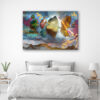 Mock up poster on table in room - 3D render, 3D illustration