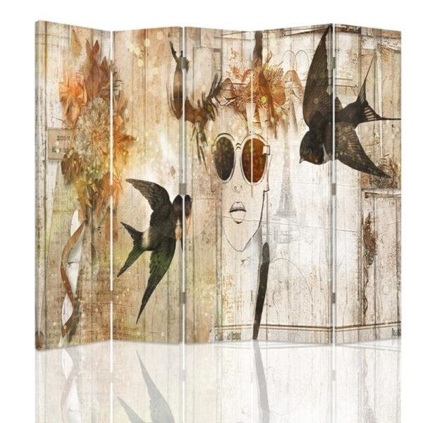 Rozdeľovač izieb Obojstranný, Žena a lastovičky - 180x170
