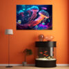 Mock up poster on table in room - 3D render, 3D illustration