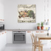 Mock up poster on table in room - 3D render, 3D illustration
