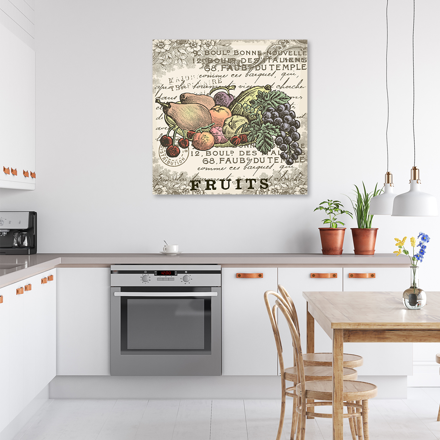 Mock up poster on table in room - 3D render, 3D illustration
