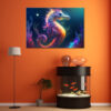 Mock up poster on table in room - 3D render, 3D illustration
