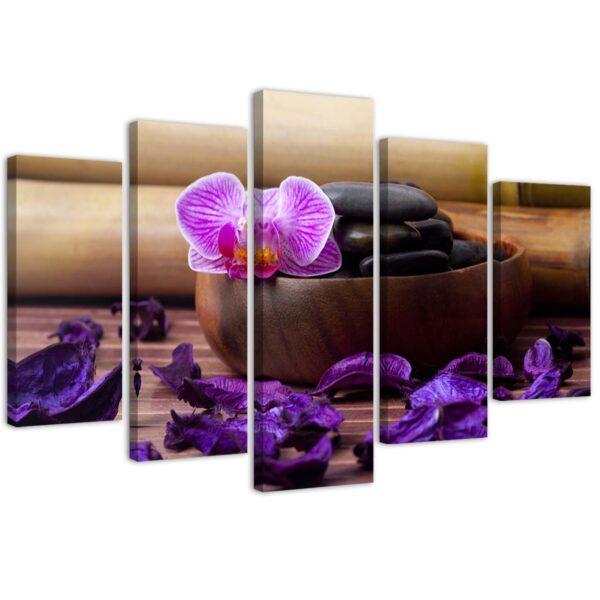 Obraz na plátne 5 dielov, Zen kompozícia s ružovou orchideou