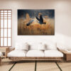Mock up poster on table in room - 3D render, 3D illustration
