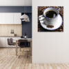 Mock up poster on table in room - 3D render, 3D illustration