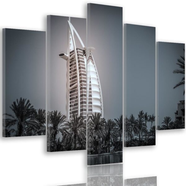 Päťdielny obraz na plátne, Moderný hotel v Dubaji