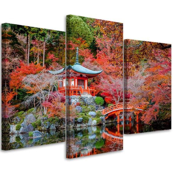 Trojdielny obraz na plátne, Japonská záhrada