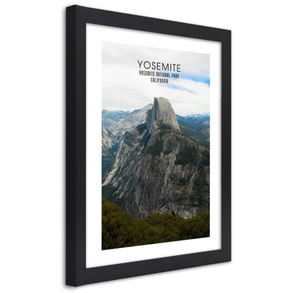 Obraz v čiernom ráme, skala v yosemitskom národnom parku