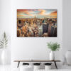 Mock up poster on table in room - 3D render, 3D illustration