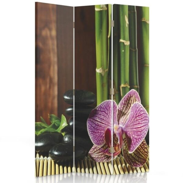 Oddeľovač izieb Obojstranne otočný, kamienky a orchidey - 110x170